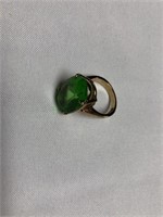 Vintage gold plated green statement ring
