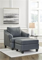 Ashley Genoa Leather Chair and Ottoman
