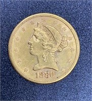 1880 Liberty Head Variety 2 $5 Gold Coin