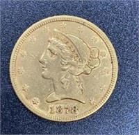 1878 Liberty Head Variety 2 $5 Gold Coin
