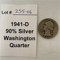 1941-D 90% Silver Quarter