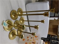COLLECTION OF BRASS CANDLE STICK HOLDERS