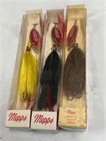 (3) Mepps Giant Killer weighted tandem hook lures