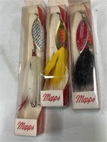 (3) Mepps Giant Killer weighted tandem hook Lures