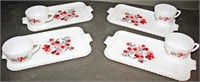 Retro Floral Decorated Luncheon Set Four