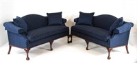 Pair Hickory & White Chippendale Style Sofas