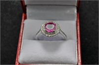 3ct pink sapphire halo ring