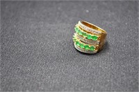 Genuine emerald diamond ring