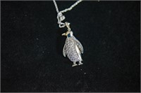 White sapphire Penguin Necklace