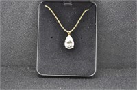 White sapphire pear cut solitaire necklace