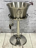 Stainless Steel Ice Bucket w/ Stand, Scoop & Opene