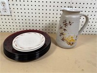 crockery pitcher & plates