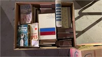 Antique World Maps & Box of Books