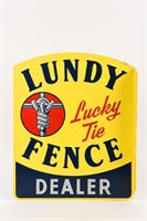 1962 LUNDY FENCE DEALER PAINTED METAL FLANGE/ NOS