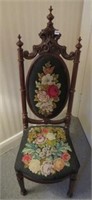 Antique Needlepoint Upholstered Prayer Chair