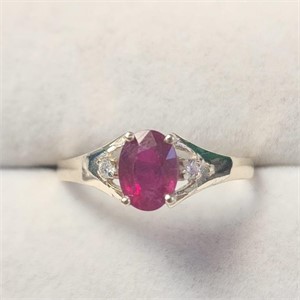 $1465 10K  Ruby(1ct) Diamond(0.05ct) Ring