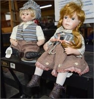 Two Vtg Porcelain Dolls