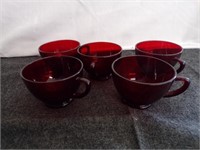 Vintage Ruby Red Tea Cups