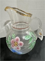 Hand-painted clear pitcher