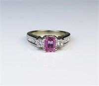Sophisticated Pink Sapphire & Diamond Ring