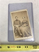 Antique Civil War CDV Union Soldier & Wife