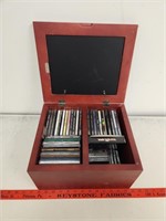 Quantity Cds and Cassettes In Nice Wooden Box w