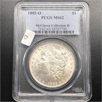 1885 O MORGAN DOLLAR PCGS MS62