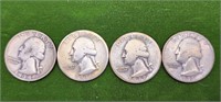 4pc SILVER US QUARTERS PRE-1965