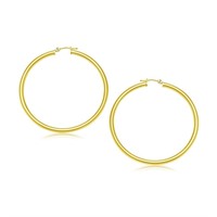 14K Gold Polished Hoop Earrings 30mm