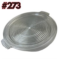 Dbl Handle Glass Tray,  concentric rings design