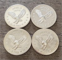 (4) One Ounce Silver 1982 World Trade Rounds