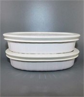57 Lot of 2 Corning Ware Dishes with Lids  7 1/2 x
