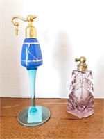 2 colorful vintage perfume bottles