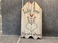 Tulip Tree Fiber Arts and Antiques Wooden Sign