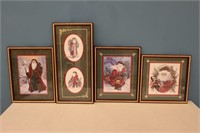 (4) Framed Home Interior Style Holiday Pictures