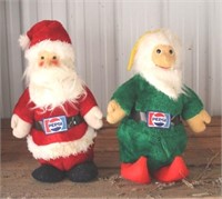 Vintage Pepsi-Cola Santa & Elf Plush Figures (2pc)