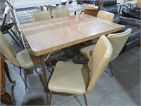 1960'S MCM STYLE DINNING TABLE WITH 6 CHAIRS,LEAF