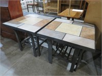 (2X) HEAVY METAL BASE TILE TOP PATIO TABLES