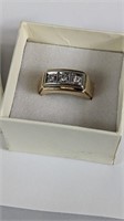 10K Solid Yellow Gold and Diamond Mens Ring