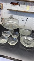 Cake plate with cover, arcoroc bowls, small bowls