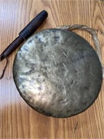 Small gong, appears to be hammered brass