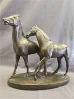 BRONZE SCULPTURE OF TWO HORSES 15.5"X20"