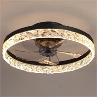 17.2" Ceiling Fan With Lights, Dimmable Led 6