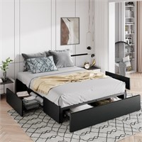 Allewie Queen Size Platform Bed Frame With 3