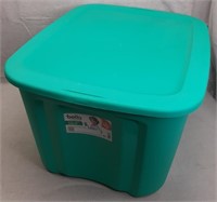 C12) Bella 18 Gallon Storage Tote Bin Box Green
