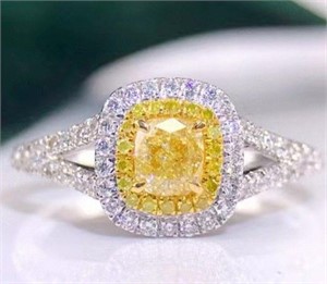 0.5ct natural yellow diamond ring in 18k gold