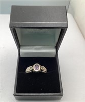 Silver ring w/stones- 4.35 grams