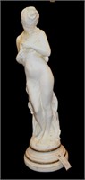 28" Tall Hip Moreau Ceramic Girl & Dove Statue