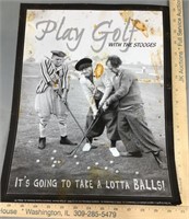 Golf with the stooges metal sign