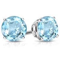 10MM Round Cut Sky Blue Topaz 8.5CTW Stud Earrings